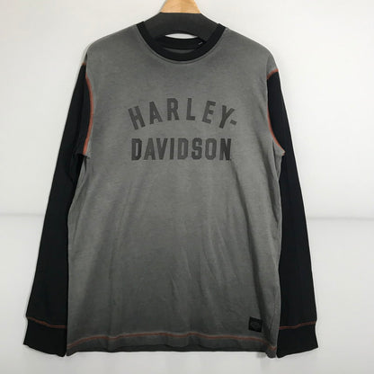【中古品】【メンズ】  HARLEY-DAVIDSON ハーレーダビッドソン LRON BAND TEE ロゴ  Tシャツ 長袖 ロンT トップス 古着 145-250718-mh-02-fuz サイズ：M カラー：グレー ブラック 万代Net店