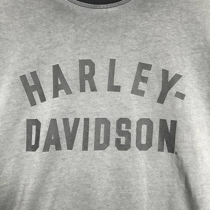 【中古品】【メンズ】 HARLEY-DAVIDSON ハーレーダビッドソン LRON BAND TEE ロゴ Tシャツ 長袖 ロンT トップス 古着 145-250718-mh-02-fuz サイズ：M カラー：グレー ブラック 万代Net店