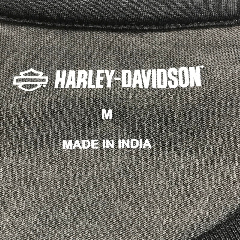 【中古品】【メンズ】 HARLEY-DAVIDSON ハーレーダビッドソン COLORBLOCK DESIGN LS TEE ロゴ Tシャツ 長袖 ロンT トップス 古着 145-250718-mh-01-fuz サイズ：M カラー：グレー ブラック 万代Net店
