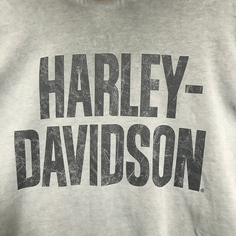 【中古品】【メンズ】 HARLEY-DAVIDSON ハーレーダビッドソン COLORBLOCK DESIGN LS TEE ロゴ Tシャツ 長袖 ロンT トップス 古着 145-250718-mh-01-fuz サイズ：M カラー：グレー ブラック 万代Net店