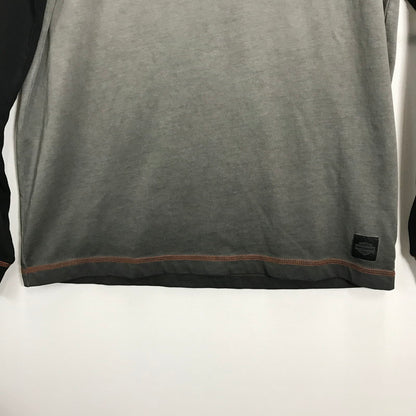 【中古品】【メンズ】 HARLEY-DAVIDSON ハーレーダビッドソン COLORBLOCK DESIGN LS TEE ロゴ Tシャツ 長袖 ロンT トップス 古着 145-250718-mh-01-fuz サイズ：M カラー：グレー ブラック 万代Net店