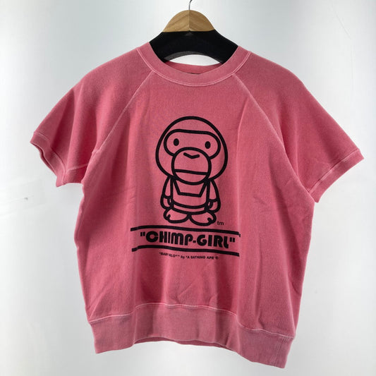 【中古品】【レディース】 BAPY CHIMP GIRL SS ベイピー SWEATSHIRT 半袖 スウェット 170-260210-ky-11-fuzh サイズ：TALL カラー：ピンク 万代Net店
