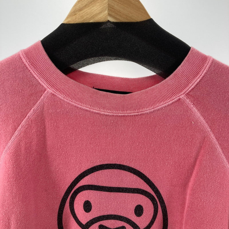 【中古品】【レディース】 BAPY CHIMP GIRL SS ベイピー SWEATSHIRT 半袖 スウェット 170-260210-ky-11-fuzh サイズ：TALL カラー：ピンク 万代Net店