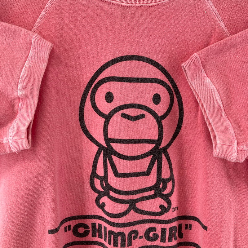 【中古品】【レディース】 BAPY CHIMP GIRL SS ベイピー SWEATSHIRT 半袖 スウェット 170-260210-ky-11-fuzh サイズ：TALL カラー：ピンク 万代Net店