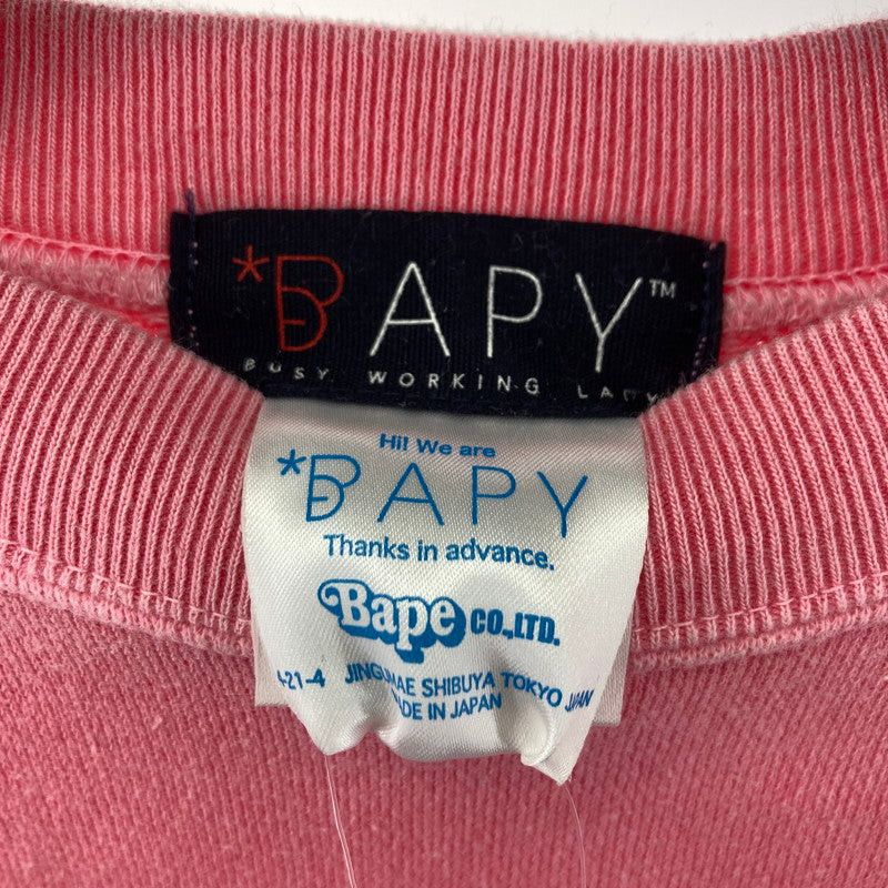 【中古品】【レディース】 BAPY CHIMP GIRL SS ベイピー SWEATSHIRT 半袖 スウェット 170-260210-ky-11-fuzh サイズ：TALL カラー：ピンク 万代Net店