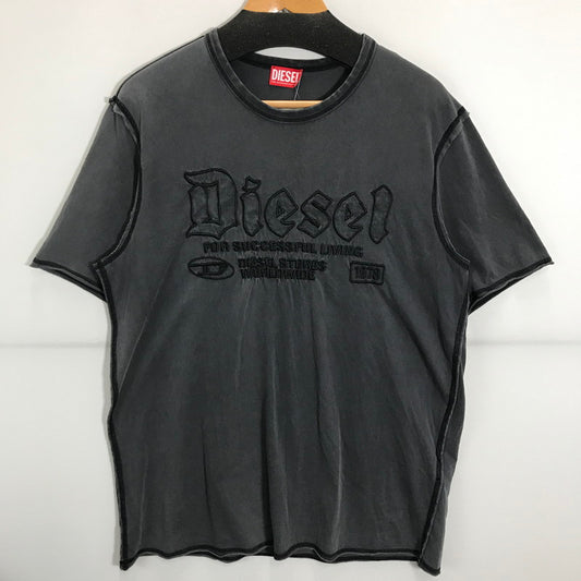 【中古品】【メンズ】 DIESEL ディーゼル A14016 T-RAWJUST 刺しゅうロゴ トップス Tシャツ 半袖 古着 141-250723-mh-05-fuz サイズ：XL カラー：チャコールグレー 万代Net店