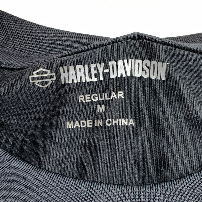【中古品】【メンズ】 HARLEY-DAVIDSON ラグラン 長袖Tシャツ トップス ブランド 古着 カットソー 145-260425-gm-12-fuz サイズ：M カラー：ブラック オレンジ 万代Net店