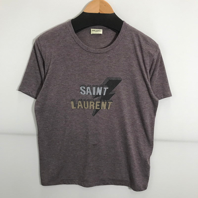 【中古品】【メンズ】 SAINT LAURENT PARIS サンローランパリ 498786 ロゴ プリント Tシャツ 半袖 トップス 古着 141-250725-mh-03-fuz サイズ：S カラー：パープル 万代Net店