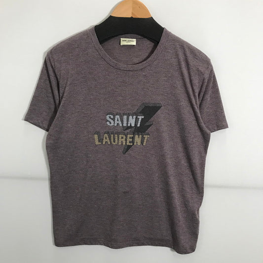 【中古品】【メンズ】 SAINT LAURENT PARIS サンローランパリ 498786 ロゴ プリント Tシャツ 半袖 トップス 古着 141-250725-mh-03-fuz サイズ：S カラー：パープル 万代Net店