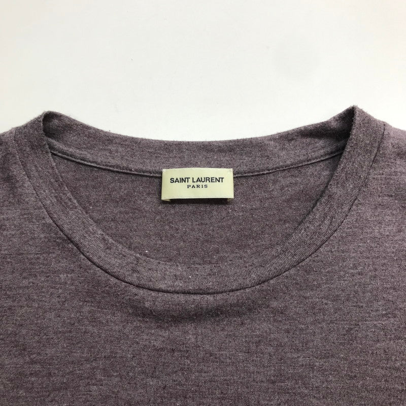 【中古品】【メンズ】 SAINT LAURENT PARIS サンローランパリ 498786 ロゴ プリント Tシャツ 半袖 トップス 古着 141-250725-mh-03-fuz サイズ：S カラー：パープル 万代Net店