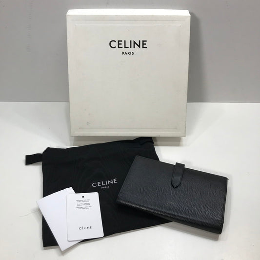 【中古品】【メンズ/レディース】 CELINE セリーヌ 10B633BFP.38NO LARGE STRAP WALLET 財布 ラージ ストラップ ウォレット 二つ折り 長財布 181-250725-mh-08-fuz カラー：ブラック 万代Net店