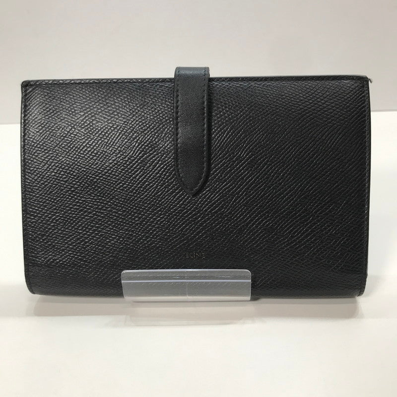 【中古品】【メンズ/レディース】 CELINE セリーヌ 10B633BFP.38NO LARGE STRAP WALLET 財布 ラージ ストラップ ウォレット 二つ折り 長財布 181-250725-mh-08-fuz カラー：ブラック 万代Net店