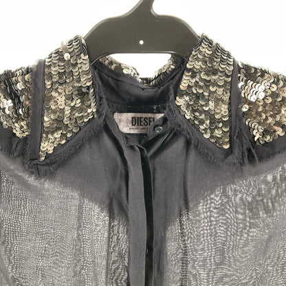 【中古品】【レディース】 DIESEL ディーゼル チュニック ノースリーブ シャツ ワンピース カラー ブラック SIZE:XS スパンコール 170-260617-ky-02-fuzh 万代Net店