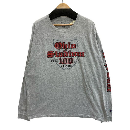 【中古品】【メンズ】 Champion チャンピオン OHIO STADIUM 長袖Tシャツ カットソー トップス ブランド 古着 145-250921-gm-03-fuz サイズ：2XL カラー：グレー 万代Net店
