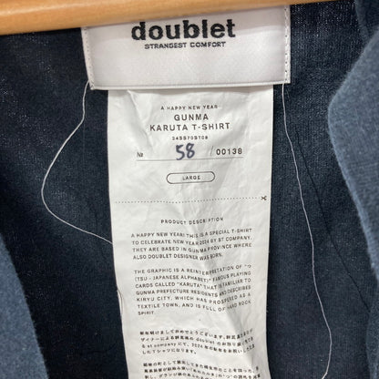 【中古品】【メンズ】 DOUBLET ダブレット 24SS70ST09 GUNMA KARUTA T-SHIRT グンマカルタ Ｔシャツ 140-250829-ky-17-fuz サイズ：Ｌ カラー：ブラック 万代Net店