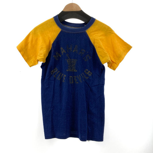 【中古品】【メンズ】 CHAMPION チャンピオン RAGLAN T-SHIRT ランナータグ ヴィンテージ 古着 ラグラン Tシャツ 半袖 切替 145-250816-io-06-fuz サイズ：40 カラー：ネイビーイエロー 万代Net店