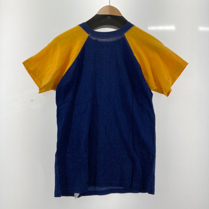 【中古品】【メンズ】 CHAMPION チャンピオン RAGLAN T-SHIRT ランナータグ ヴィンテージ 古着 ラグラン Tシャツ 半袖 切替 145-250816-io-06-fuz サイズ：40 カラー：ネイビーイエロー 万代Net店
