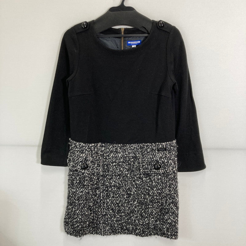 【中古品】【レディース】 BURBERRY BLUE LABEL バーバリーブルーレーベル ワンピース ウール ツイード 切替 ドッキング スカート 長袖 168-250823-mh-07-fuz サイズ：38 カラー：ブラック 万代Net店