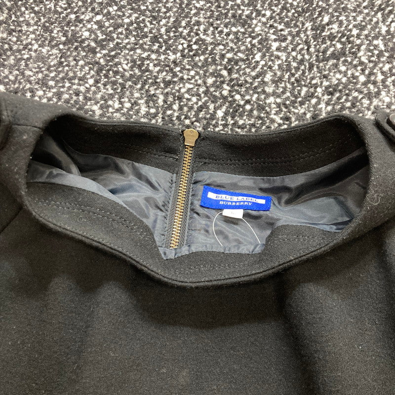 【中古品】【レディース】 BURBERRY BLUE LABEL バーバリーブルーレーベル ワンピース ウール ツイード 切替 ドッキング スカート 長袖 168-250823-mh-07-fuz サイズ：38 カラー：ブラック 万代Net店