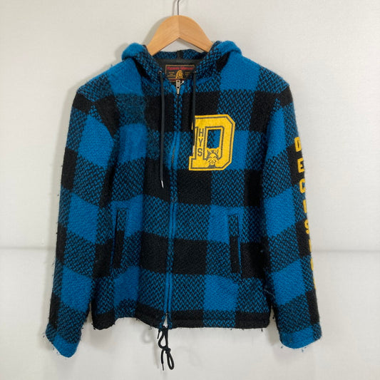 【中古品】【メンズ】 HYSTERIC GLAMOUR ヒステリックグラマー 02183AB15 ZIP PARKER ジップ パーカー チェック柄 ウール アウター コート 古着 140-250823-mh-01-fuz サイズ：S カラー：ブルー ブラック 万代Net店