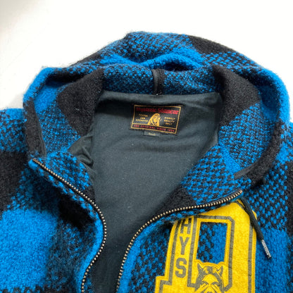 【中古品】【メンズ】 HYSTERIC GLAMOUR ヒステリックグラマー 02183AB15 ZIP PARKER ジップ パーカー チェック柄 ウール アウター コート 古着 140-250823-mh-01-fuz サイズ：S カラー：ブルー ブラック 万代Net店