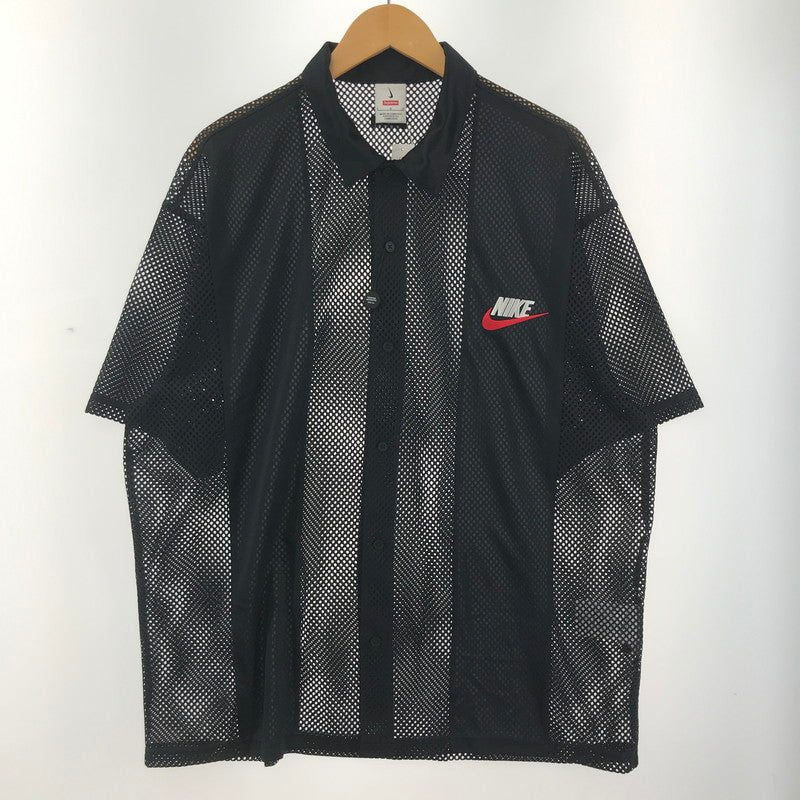 【中古品】【メンズ】 SUPREME×NIKE シュプリーム ナイキ FQ0346-010 MESH SS SHIRT メッシュ 半袖 Tシャツ オープンカラー トップス 古着 149-250828-mh-05-fuz サイズ：L カラー：ブラック 万代Net店