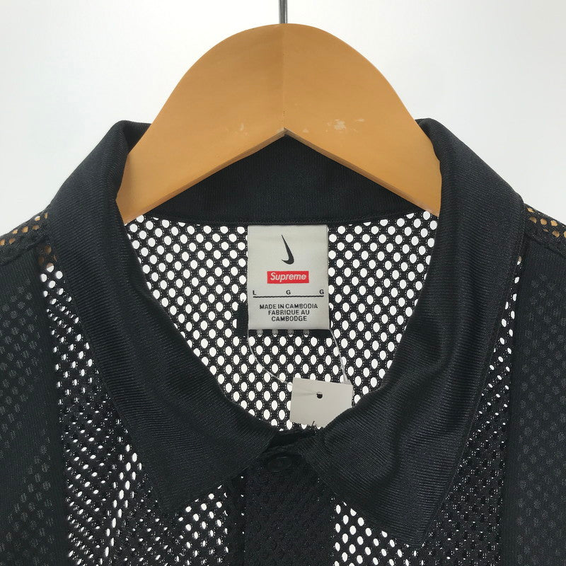 【中古品】【メンズ】 SUPREME×NIKE シュプリーム ナイキ FQ0346-010 MESH SS SHIRT メッシュ 半袖 Tシャツ オープンカラー トップス 古着 149-250828-mh-05-fuz サイズ：L カラー：ブラック 万代Net店
