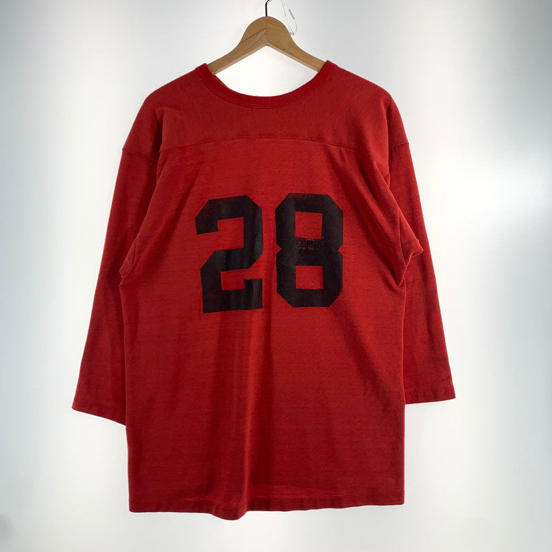 【中古品】【メンズ】 RUSSELL ラッセル 70年代 フットボール TEE Tシャツ 金タグ USA製 ナンバリング28 トップス 古着 145-260608-mh-01-fuzh サイズ：L カラー：レッド 万代Net店
