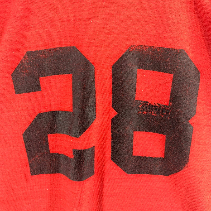 【中古品】【メンズ】 RUSSELL ラッセル 70年代 フットボール TEE Tシャツ 金タグ USA製 ナンバリング28 トップス 古着 145-260608-mh-01-fuzh サイズ：L カラー：レッド 万代Net店