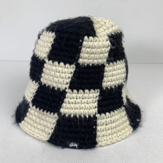 【中古美品】【メンズ】 STUSSY ステューシー BUCKET HAT CHERKER KNIT バケット ハット チェッカー ニット 帽子 185-260125-mh-01-fuz カラー：ホワイト ブラック 万代Net店