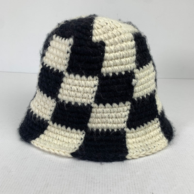 【中古美品】【メンズ】 STUSSY ステューシー BUCKET HAT CHERKER KNIT バケット ハット チェッカー ニット 帽子 185-260125-mh-01-fuz カラー：ホワイト ブラック 万代Net店