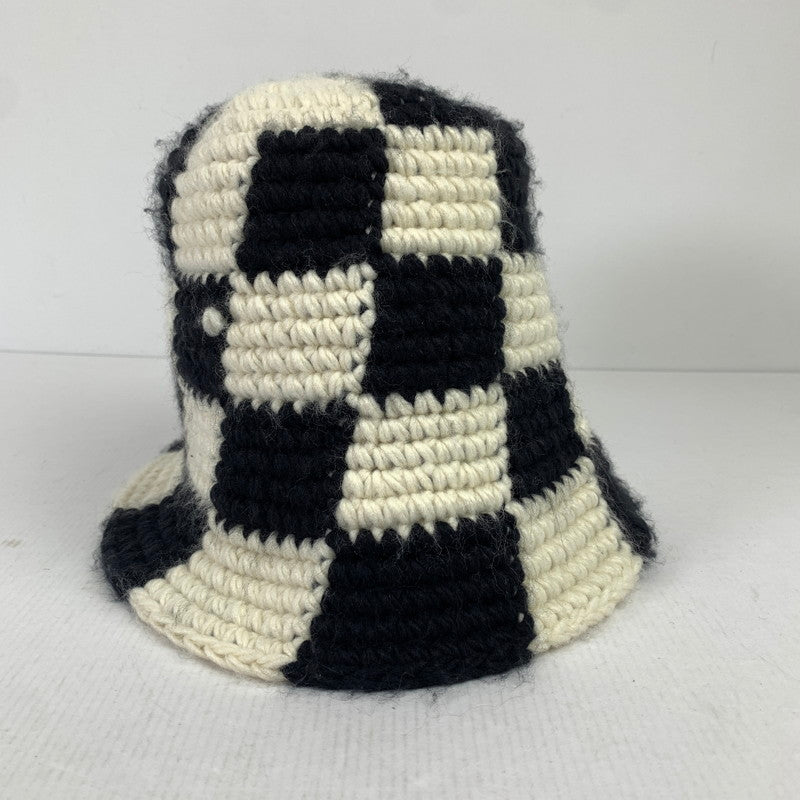 【中古美品】【メンズ】 STUSSY ステューシー BUCKET HAT CHERKER KNIT バケット ハット チェッカー ニット 帽子 185-260125-mh-01-fuz カラー：ホワイト ブラック 万代Net店