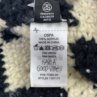 【中古美品】【メンズ】 STUSSY ステューシー BUCKET HAT CHERKER KNIT バケット ハット チェッカー ニット 帽子 185-260125-mh-01-fuz カラー：ホワイト ブラック 万代Net店