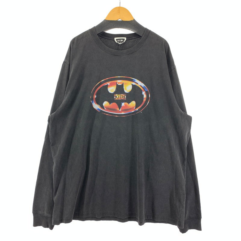 【中古美品】【メンズ】 KITH × BATMAN LOGO キス バットマン ロゴ VINTEGE LONG SLEEVE TEE "BLACK" ヴィンテージ ロング スリーブ Tシャツ 長袖 トップス 古着 142-250904-mh-03-fuz サイズ：XL カラー：ブラック 万代Net店