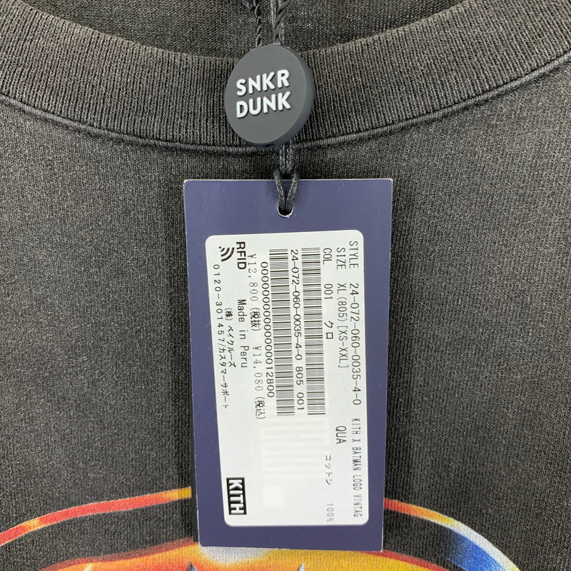 【中古美品】【メンズ】 KITH × BATMAN LOGO キス バットマン ロゴ VINTEGE LONG SLEEVE TEE "BLACK" ヴィンテージ ロング スリーブ Tシャツ 長袖 トップス 古着 142-250904-mh-03-fuz サイズ：XL カラー：ブラック 万代Net店