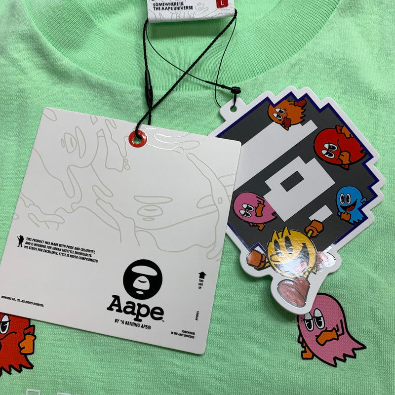 【中古美品】【メンズ】 AAPE BY A BATHING APE エーエイプ バイ ベイシング エイプ パックマン Ｍ9615XXK PAC-MAN TEE 半袖 Tシャツ トップス 古着 142-250906-mh-03-fuz サイズ：L カラー：グリーン 万代Net店