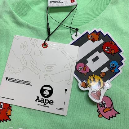 【中古美品】【メンズ】 AAPE BY A BATHING APE エーエイプ バイ ベイシング エイプ パックマン Ｍ9615XXK PAC-MAN TEE 半袖 Tシャツ トップス 古着 142-250906-mh-03-fuz サイズ：L カラー：グリーン 万代Net店