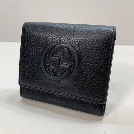 【中古品】【メンズ/レディース】 GUCCI グッチ 598207 A7M0G SOHO WALLET ソーホー 三つ折り 財布 ウォレット GGロゴ レザー 181-250906-mh-06-fuz カラー：ブラック 万代Net店