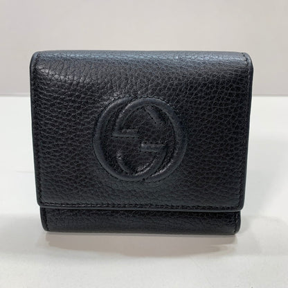 【中古品】【メンズ/レディース】 GUCCI グッチ 598207 A7M0G SOHO WALLET ソーホー 三つ折り 財布 ウォレット GGロゴ レザー 181-250906-mh-06-fuz カラー：ブラック 万代Net店