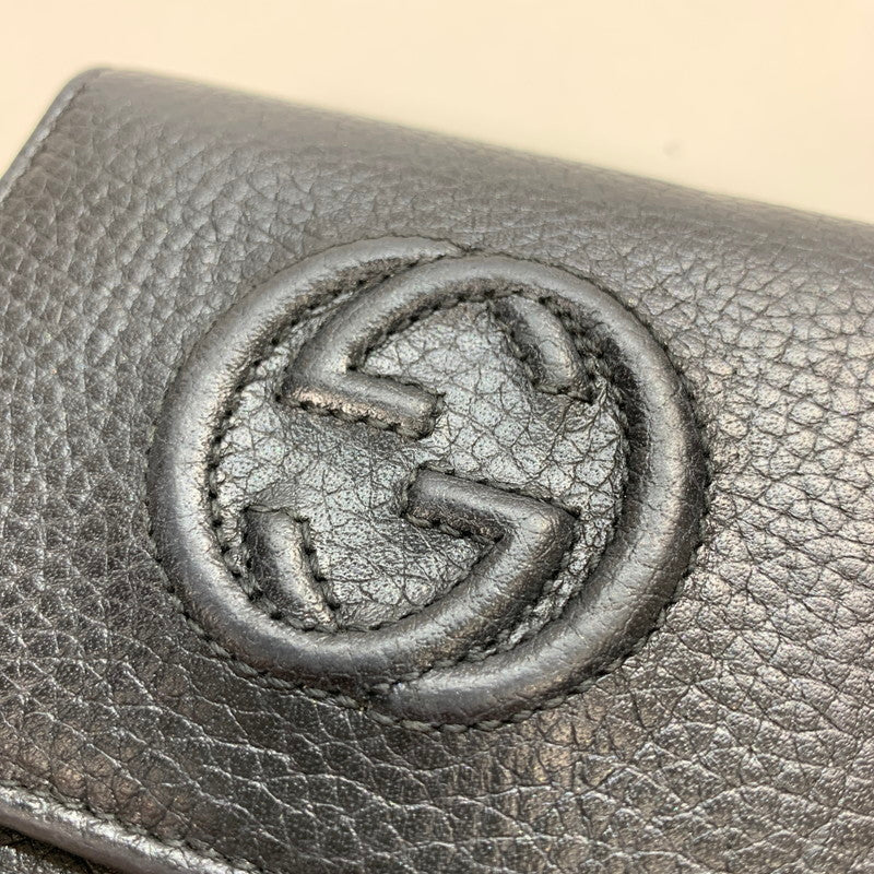 【中古品】【メンズ/レディース】 GUCCI グッチ 598207 A7M0G SOHO WALLET ソーホー 三つ折り 財布 ウォレット GGロゴ レザー 181-250906-mh-06-fuz カラー：ブラック 万代Net店
