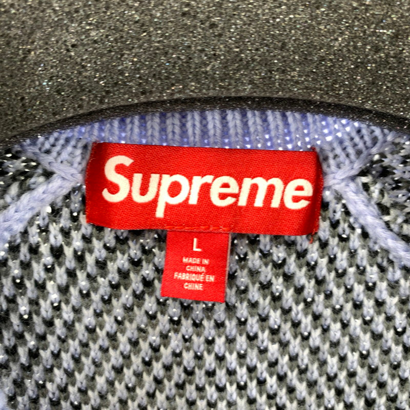 【中古美品】【メンズ】 SUPREME シュプリーム SMALL BOX LOGO POLO SWEATER 24AW スモール ボックス ロゴ ポロ セーター 長袖 トップス 古着 149-250909-mh-06-fuz サイズ：L カラー：ブルー カモ 万代Net店