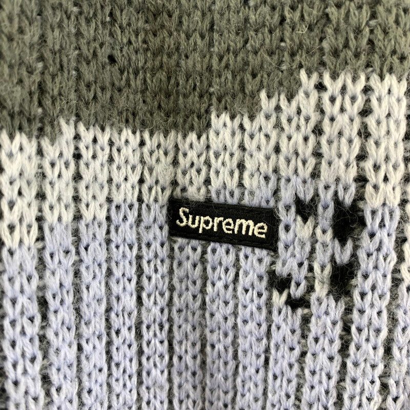 【中古美品】【メンズ】 SUPREME シュプリーム SMALL BOX LOGO POLO SWEATER 24AW スモール ボックス ロゴ ポロ セーター 長袖 トップス 古着 149-250909-mh-06-fuz サイズ：L カラー：ブルー カモ 万代Net店