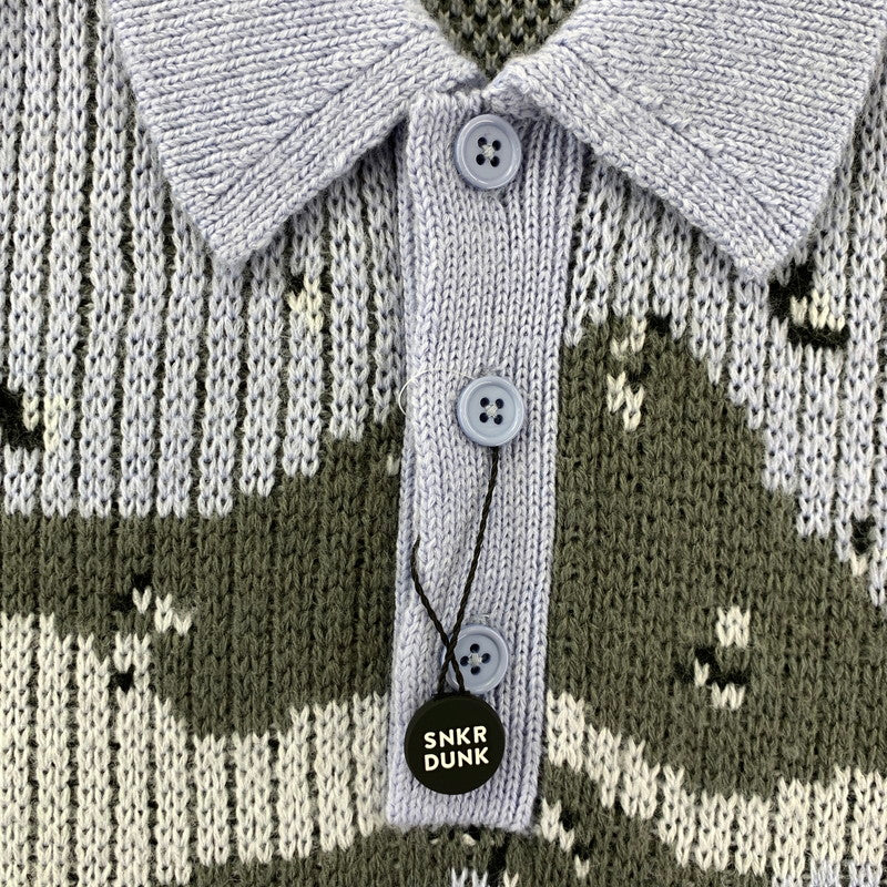 【中古美品】【メンズ】 SUPREME シュプリーム SMALL BOX LOGO POLO SWEATER 24AW スモール ボックス ロゴ ポロ セーター 長袖 トップス 古着 149-250909-mh-06-fuz サイズ：L カラー：ブルー カモ 万代Net店