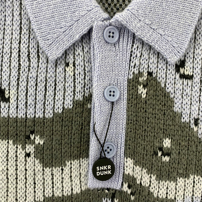 【中古美品】【メンズ】 SUPREME シュプリーム SMALL BOX LOGO POLO SWEATER 24AW スモール ボックス ロゴ ポロ セーター 長袖 トップス 古着 149-250909-mh-06-fuz サイズ：L カラー：ブルー カモ 万代Net店