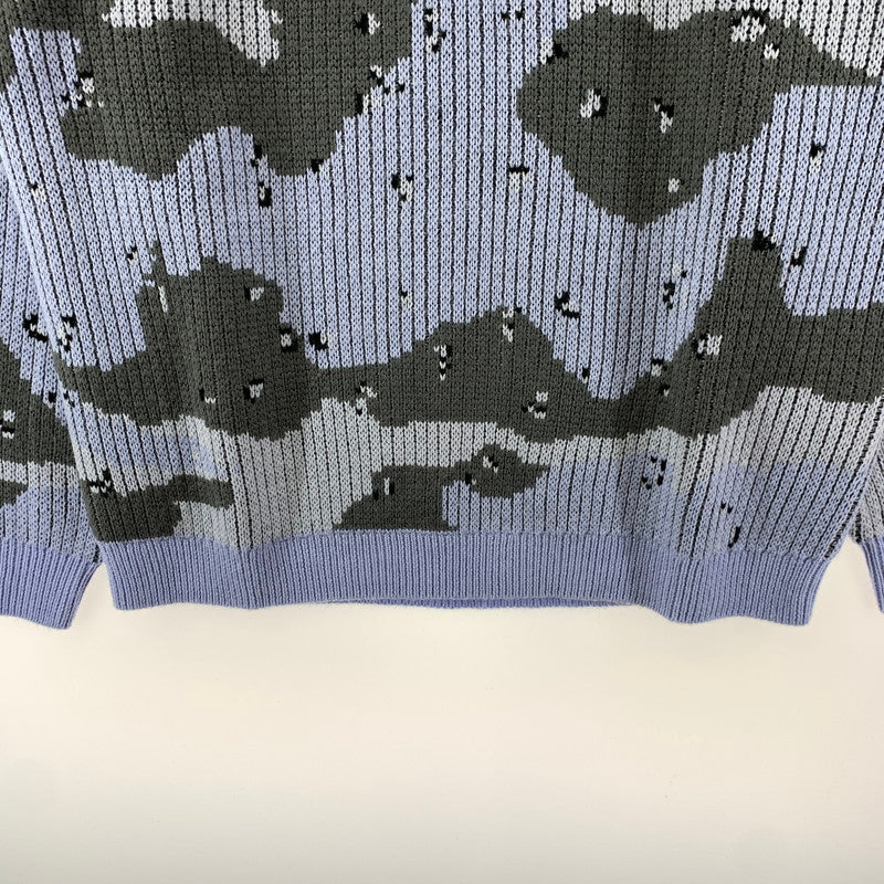 【中古美品】【メンズ】 SUPREME シュプリーム SMALL BOX LOGO POLO SWEATER 24AW スモール ボックス ロゴ ポロ セーター 長袖 トップス 古着 149-250909-mh-06-fuz サイズ：L カラー：ブルー カモ 万代Net店