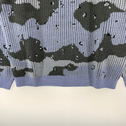 【中古美品】【メンズ】 SUPREME シュプリーム SMALL BOX LOGO POLO SWEATER 24AW スモール ボックス ロゴ ポロ セーター 長袖 トップス 古着 149-250909-mh-06-fuz サイズ：L カラー：ブルー カモ 万代Net店