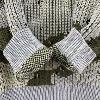 【中古美品】【メンズ】 SUPREME シュプリーム SMALL BOX LOGO POLO SWEATER 24AW スモール ボックス ロゴ ポロ セーター 長袖 トップス 古着 149-250909-mh-06-fuz サイズ：L カラー：ブルー カモ 万代Net店