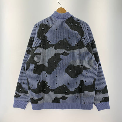 【中古美品】【メンズ】 SUPREME シュプリーム SMALL BOX LOGO POLO SWEATER 24AW スモール ボックス ロゴ ポロ セーター 長袖 トップス 古着 149-250909-mh-06-fuz サイズ：L カラー：ブルー カモ 万代Net店