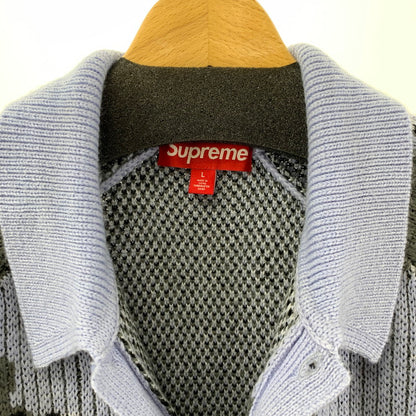 【中古美品】【メンズ】 SUPREME シュプリーム SMALL BOX LOGO POLO SWEATER 24AW スモール ボックス ロゴ ポロ セーター 長袖 トップス 古着 149-250909-mh-06-fuz サイズ：L カラー：ブルー カモ 万代Net店