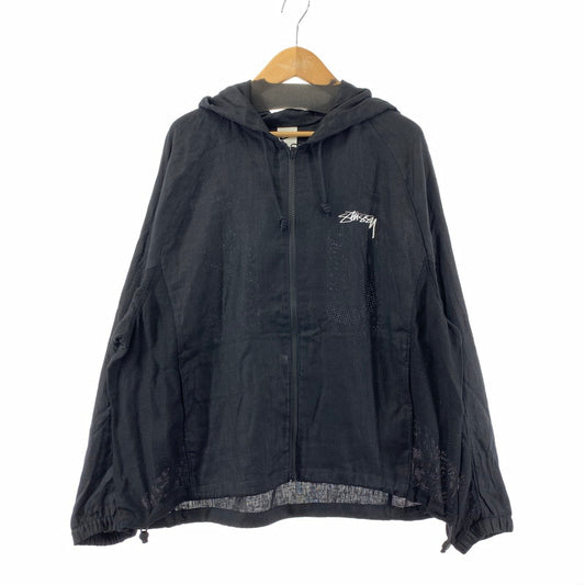 【中古美品】【メンズ】 STUSSY × NIKE ステューシー ナイキ U NRG LINEN JACKET HOODIE "BLACK" リネン ジャケット フーディー アウター 古着 142-250909-mh-01-fuz サイズ：XL カラー：ブラック 万代Net店